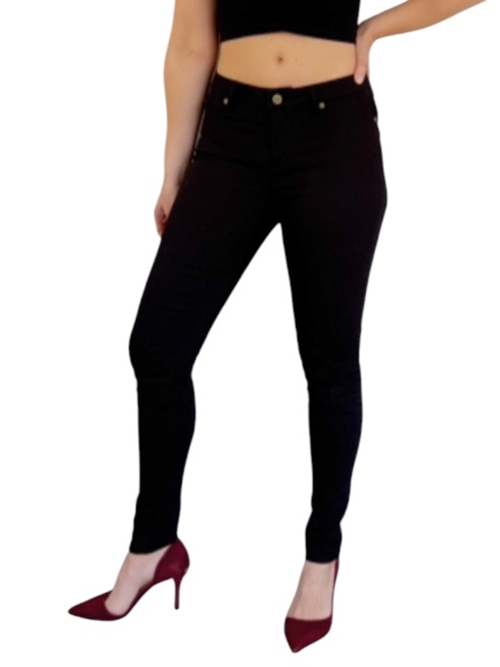 Lascana black stretchy cotton blend mid rise skinny jeans size 6